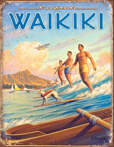 Tin Sign: Hawaii - Surfside