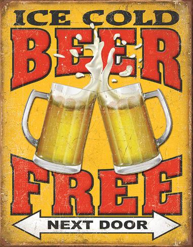 Tin Sign: Free Beer - Next Door