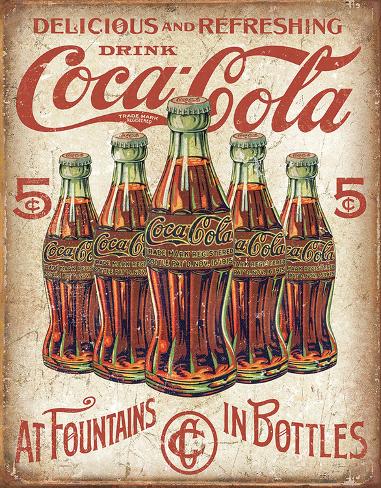 COKE - 5 Bottles Retro アメリカンインテリア ブリキ看板