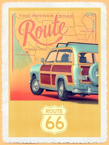 Route 66 Vintage Travel Art Print