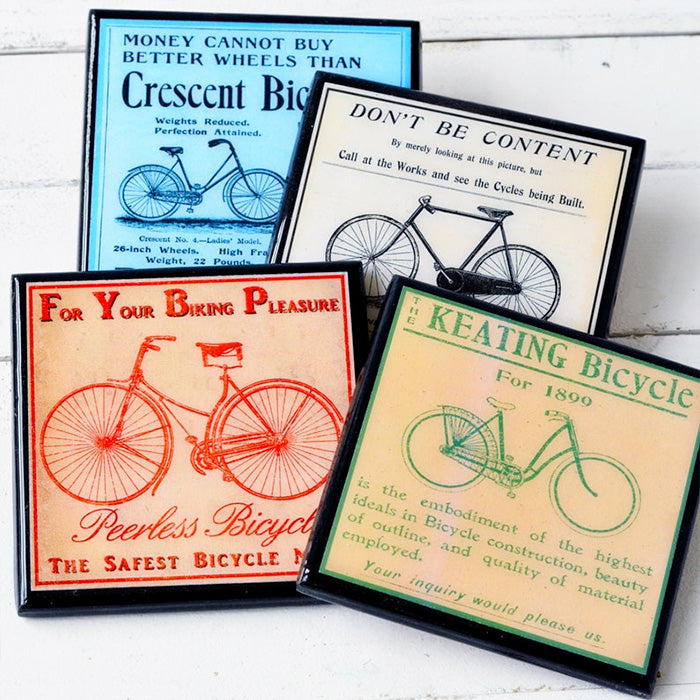 Let's Ride Bikes! Vintage Bicycle Coaster Set