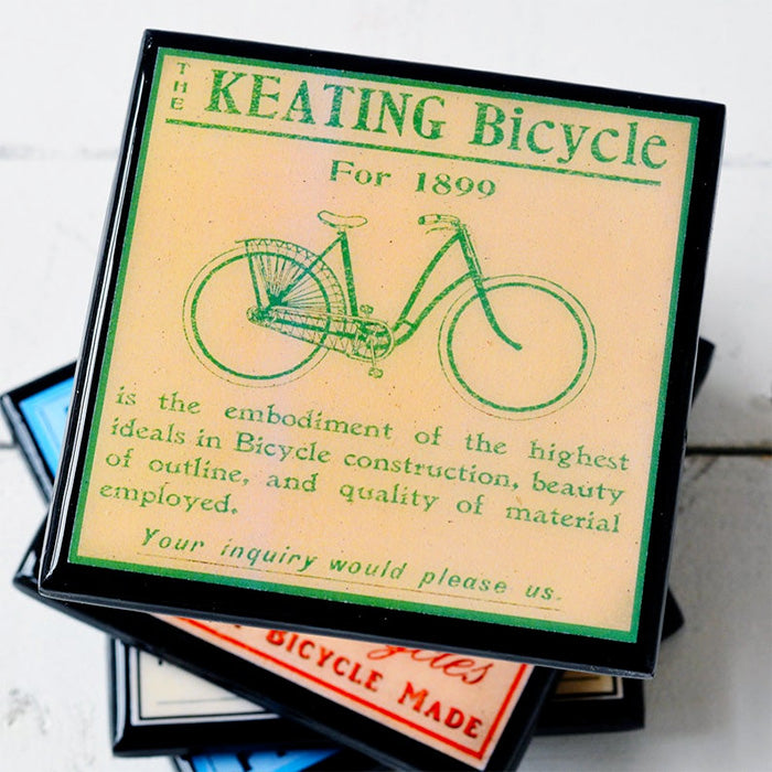自転車に乗ろう！ ヴィンテージ自転車広告 コースターセット / Let's Ride Bikes! Vintage Bicycle Coaster Set