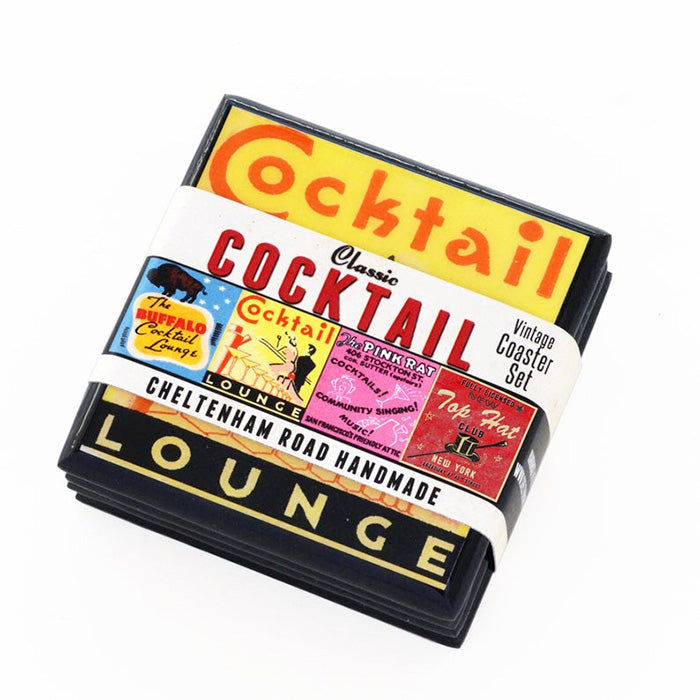 Classic Cocktail Lounge Drink Coaster Set