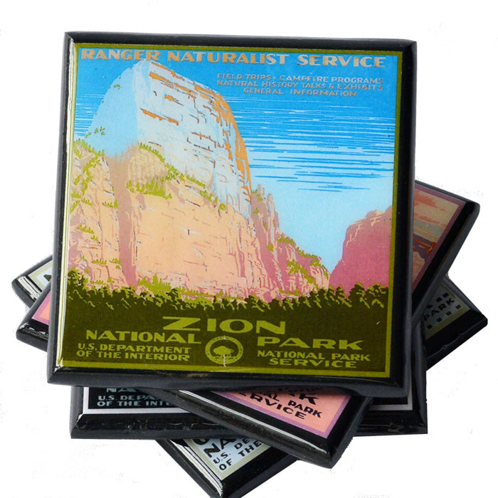 ヴィンテージ国立公園ポスター ドリンク コースターセット / Vintage National Park Poster Drink Coaster Set