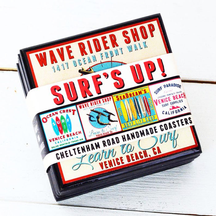Surf's Up: Classic Surf Shop Drink Coaster Set