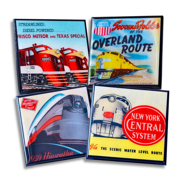 ヴィンテージ鉄道列車ドリンク コースター セット / Vintage Railroad Train Drink Coaster Set