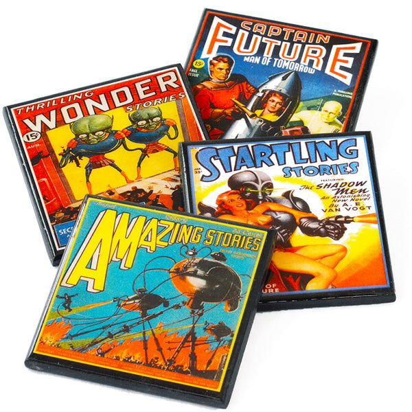 スペースインベーダーズ！ ヴィンテージ サイエンス フィクション コースター セット / Space Invaders! Vintage Science Fiction Coaster Set