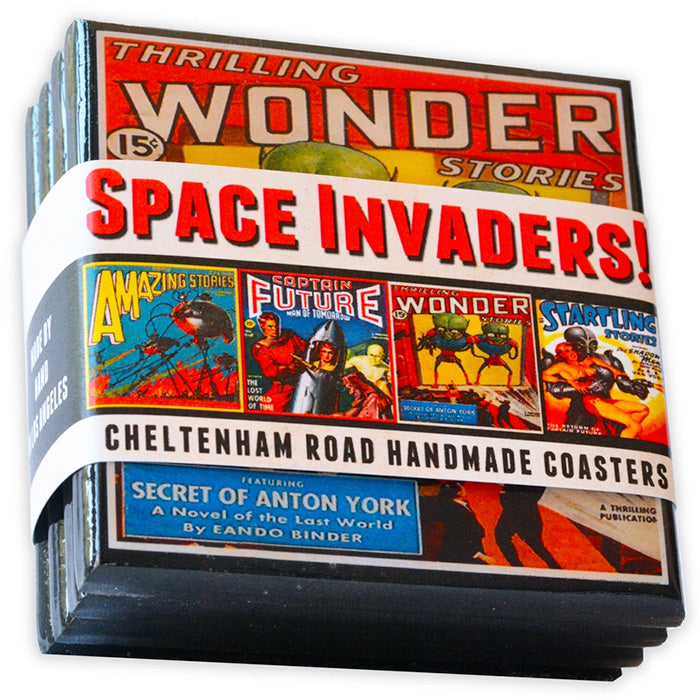 スペースインベーダーズ！ ヴィンテージ サイエンス フィクション コースター セット / Space Invaders! Vintage Science Fiction Coaster Set