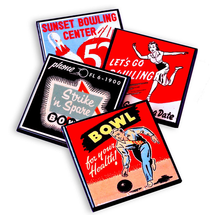 Lets Bowl! Vintage Bowling Coaster Set