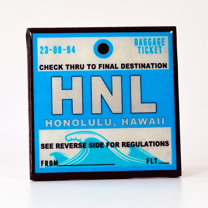 Ticket To Paradise Vintage Hawaii Airport Code Coaster