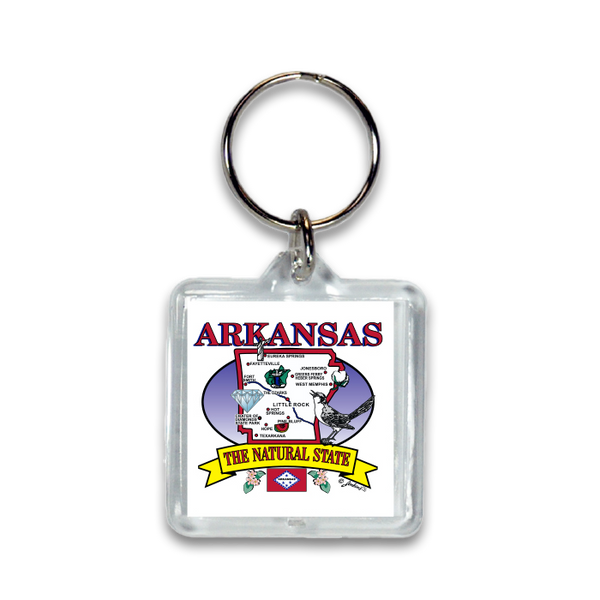 Arkansas Keychain Lucite State Map