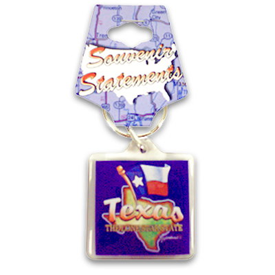 Texas Keychain Lucite Map & Flag