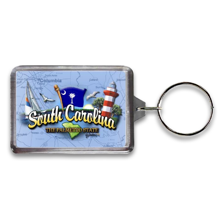 South Carolina Keychain Lucite Elements