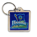 Virginia Keychain Lucite Map & Flag
