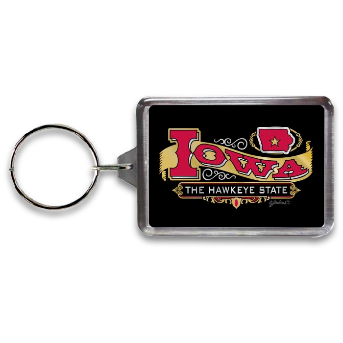 アイオワ州 バナーキーホルダー / Iowa Keychain Lucite Banner