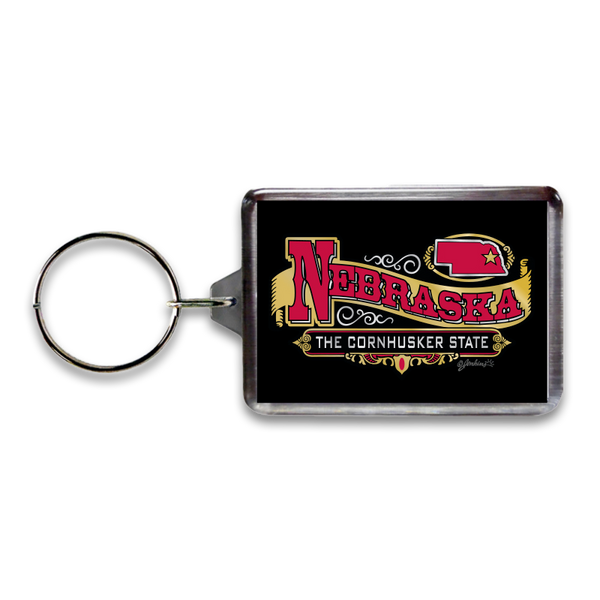 Nebraska Keychain Lucite Banner