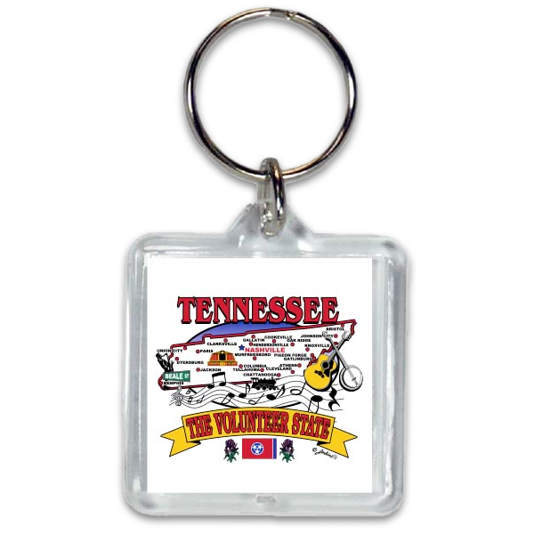 Tennessee Keychain Lucite State Map