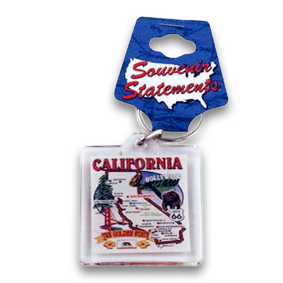 California Keychain Lucite State Map