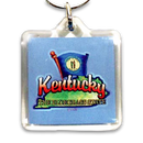 Kentucky Keychain Lucite Map & Flag