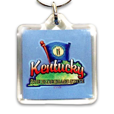 Kentucky Keychain Lucite Map & Flag