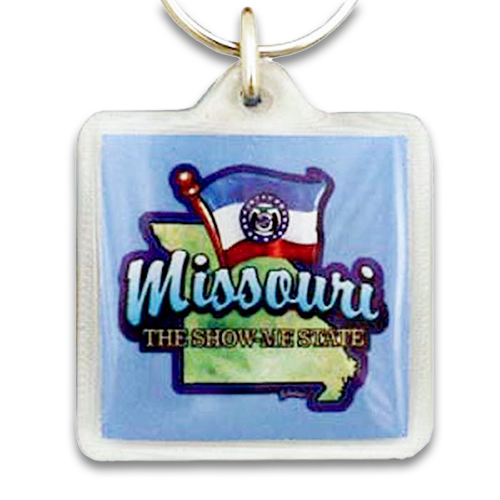 ミズーリ州 キーホルダー [地図と旗] / Missouri Keychain Lucite Map & Flag