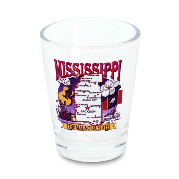 Mississippi Shot Glass State Map  (1.5oz)