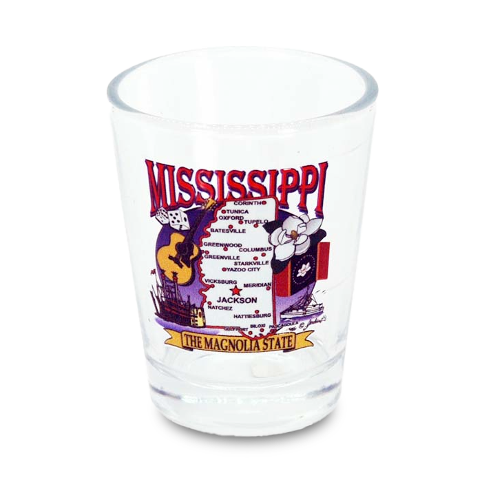 Mississippi Shot Glass State Map  (1.5oz)