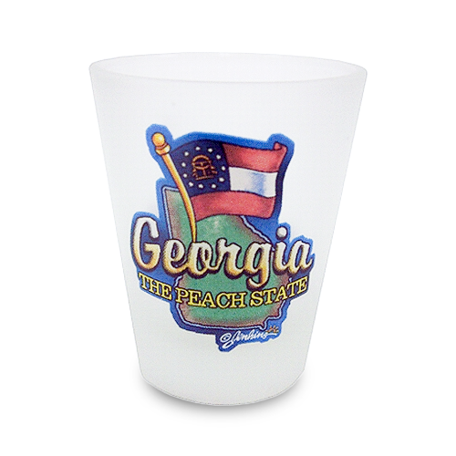 ジョージア州 ショットグラス つや消し（1.5oz）[地図＆旗] / Georgia Shot Glass Frosted Map & Flag  (1.5oz)