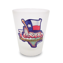 Texas Shot Glass Frosted Map & Flag  (1.5oz)