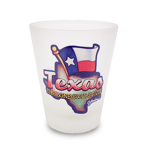 Texas Shot Glass Frosted Map & Flag  (1.5oz)