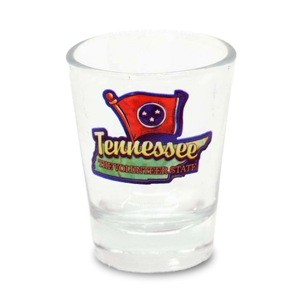 Tennessee Shot Glass Frosted Map & Flag  (1.5oz)