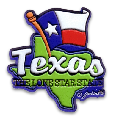 テキサス州 マグネット 2D  [地図と旗] / Texas Magnet 2D Map & Flag