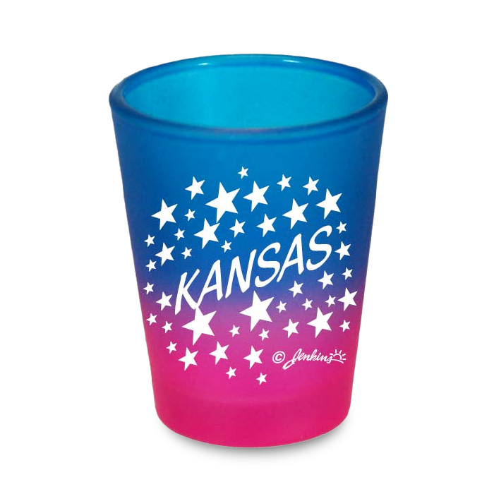 Kansas Shot Glass Multi Color Stars (1.5oz)