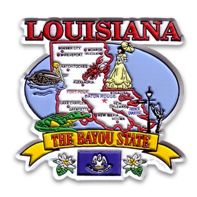 ルイジアナ州 マグネット 2D  [州の地図] / Louisiana Magnet 2D State Map