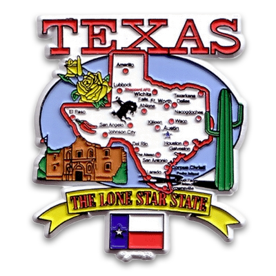Texas Magnet 2D State Map