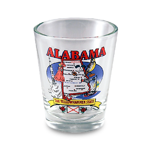 Alabama Shot Glass State Map  (1.5oz)