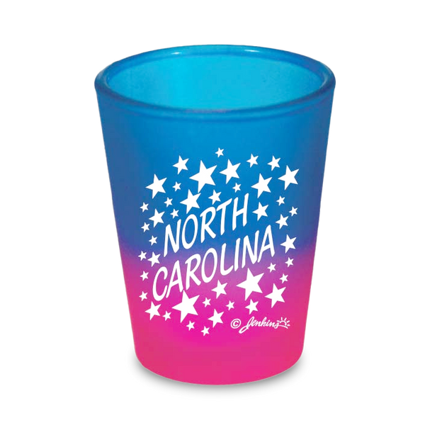 North Carolina Shot Glass Multi Color Stars (1.5oz)