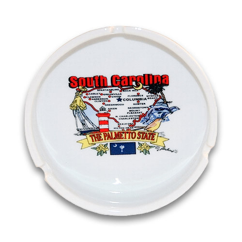South Carolina State Map Ceramic Ashtray