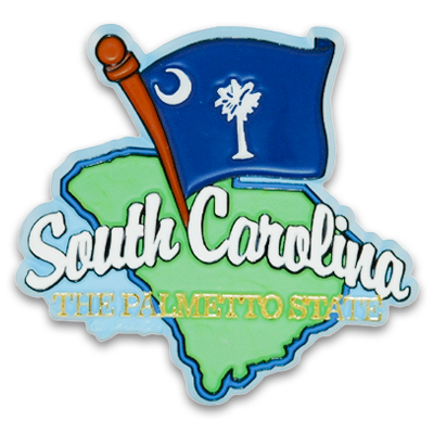 South Carolina Magnet 2D Map & Flag
