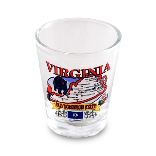 Virginia Shot Glass State Map  (1.5oz)