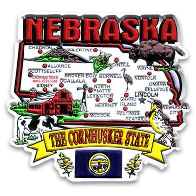 ネブラスカ州 マグネット 2D  [州の地図] / Nebraska Magnet 2D State Map