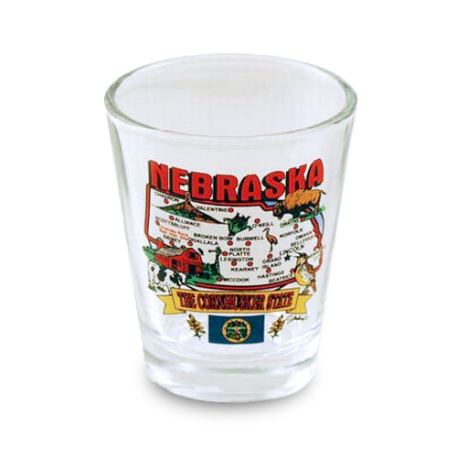 Nebraska Shot Glass State Map  (1.5oz)