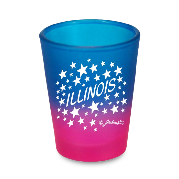イリノイ州 ショットグラス（1.5oz）[スター] / Illinois Shot Glass Multi Color Stars (1.5oz)