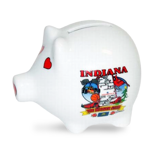 Indiana State Map Ceramic Piggy Bank