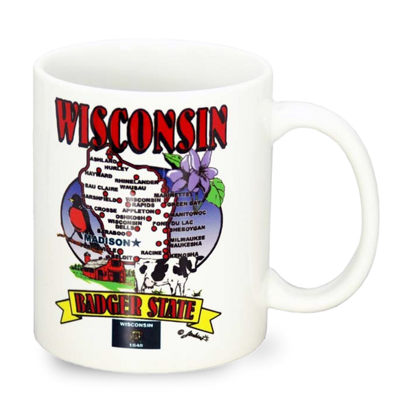 ウィスコンシン州 マグカップ（11oz/325ml）[州の地図] / Wisconsin Mug State Map (11oz)