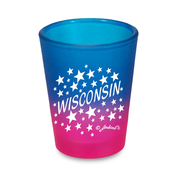 Wisconsin Shot Glass Multi Color Stars (1.5oz)