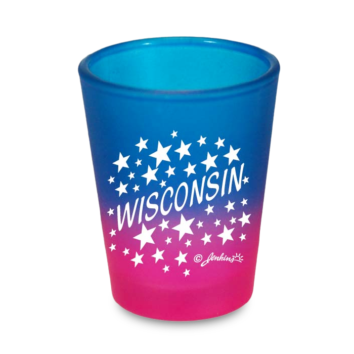 Wisconsin Shot Glass Multi Color Stars (1.5oz)