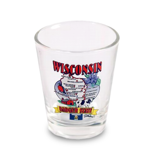 Wisconsin Shot Glass State Map  (1.5oz)