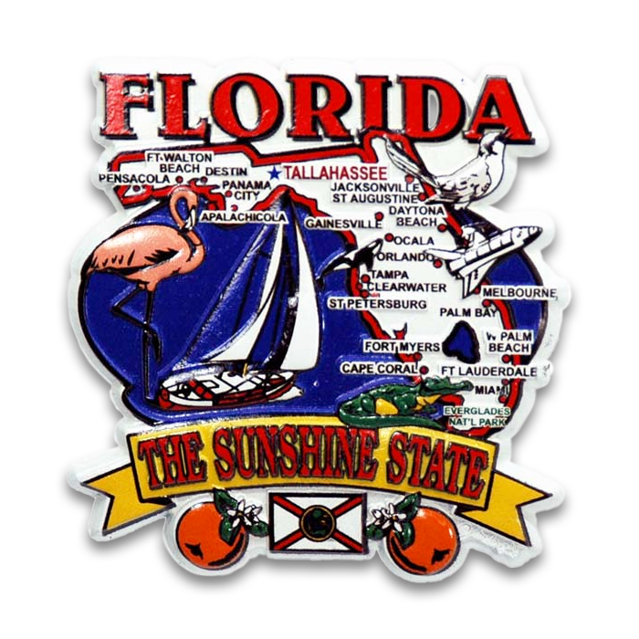 フロリダ州 マグネット 2D  [州の地図] / Florida Magnet 2D State Map
