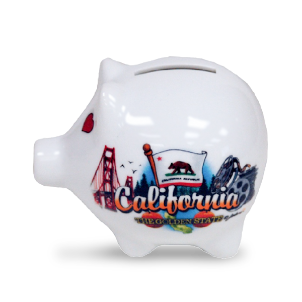カリフォルニア州 セラミック ピギーバンク ブタの貯金箱 / California Elements Ceramic Piggy Bank